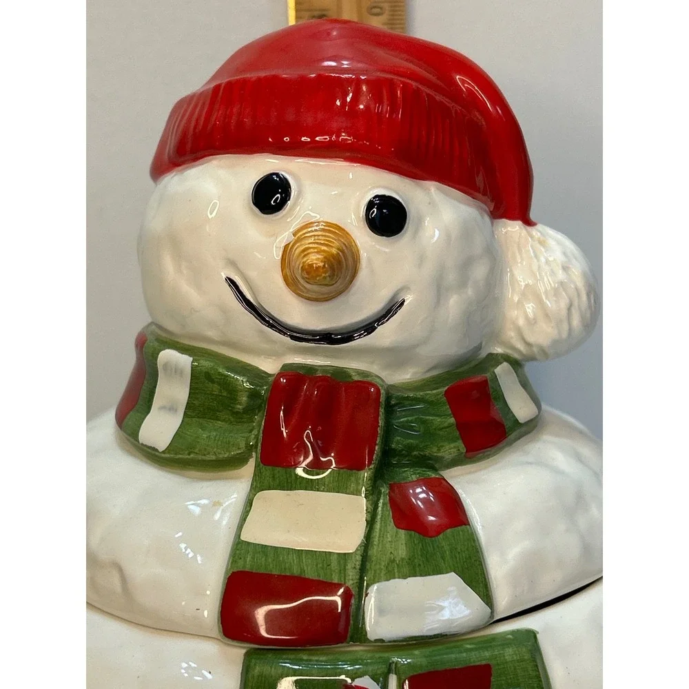 Vintage 1988 HOMCO Snowman Cookie Jar Christmas Ceramic Home Interiors Mexico